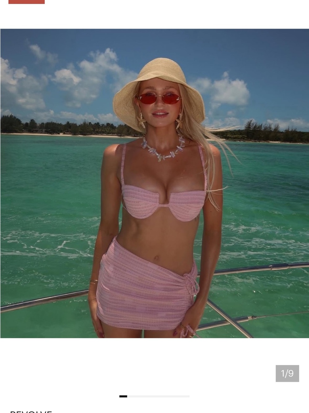 Devon Windsor pink tweed Underwire Bikini Top and Skirt Set - NWOT